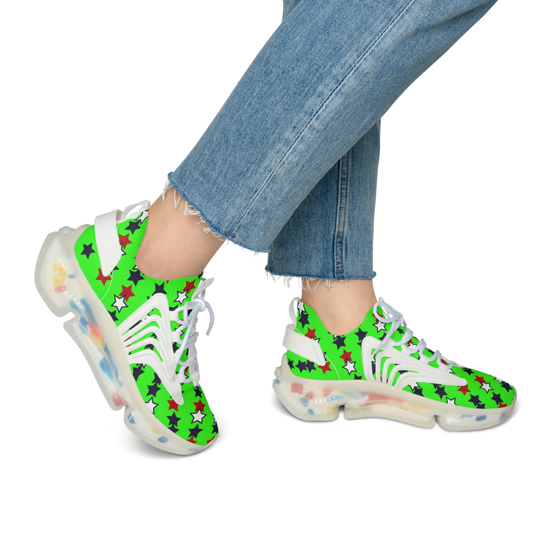 Neon Green Stargirl OTT Women's Mesh Knit Sneakers
