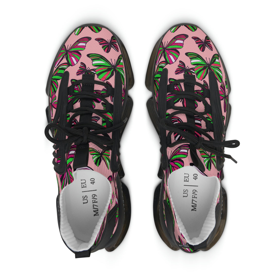 Blush Butterfly Printed OTT Women's Mesh Knit Sneakers