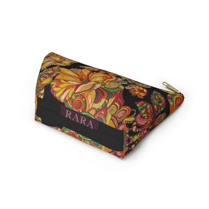Black Artsy Floral Accessory Pouch