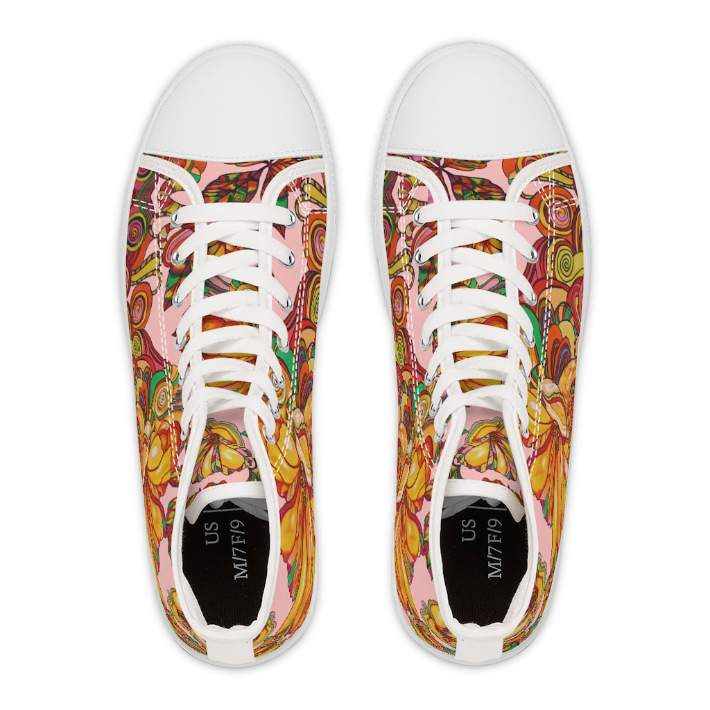 Blush Artsy Floral Women's High Top Sneakers