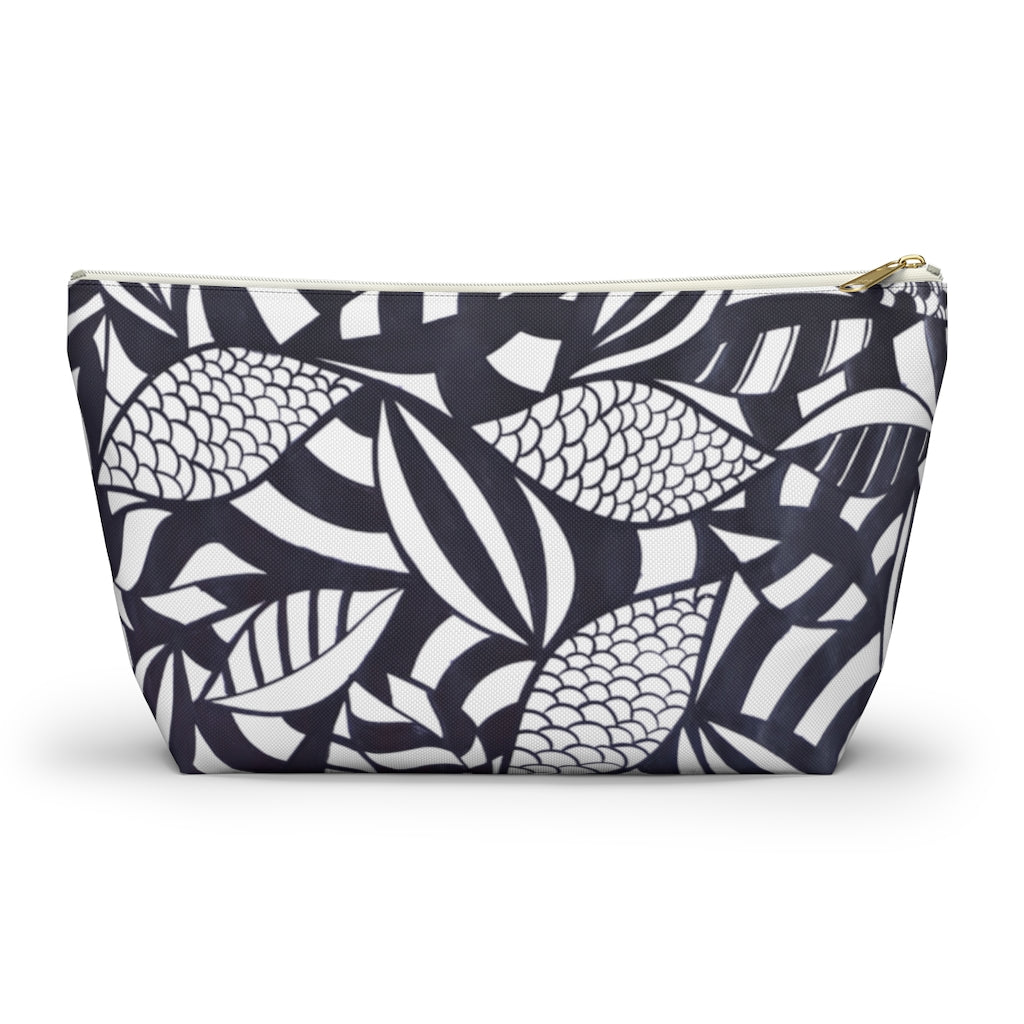 White Tropical Minimalist Accessory Pouch