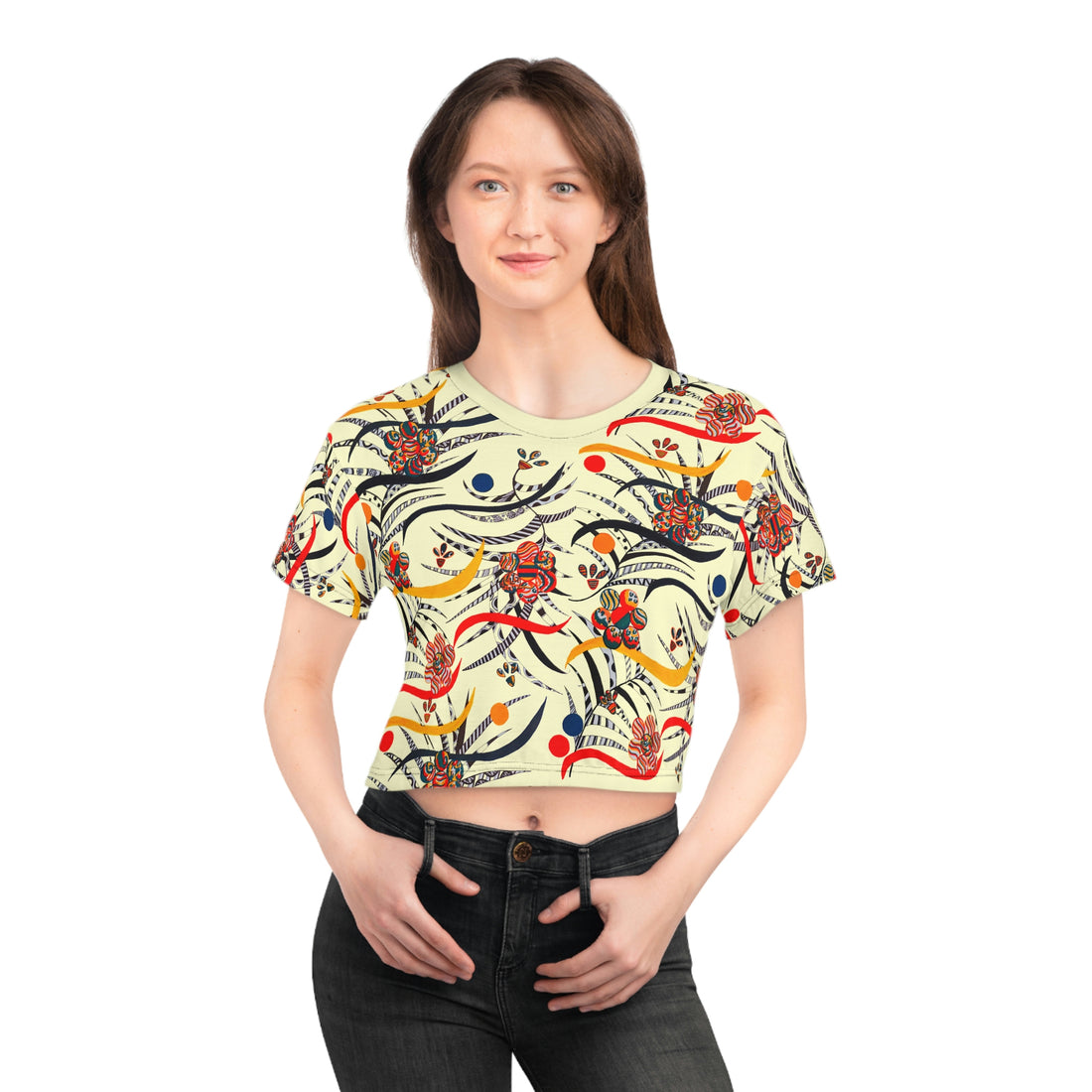 Cream Wilderness AOP Printed Crop Tee