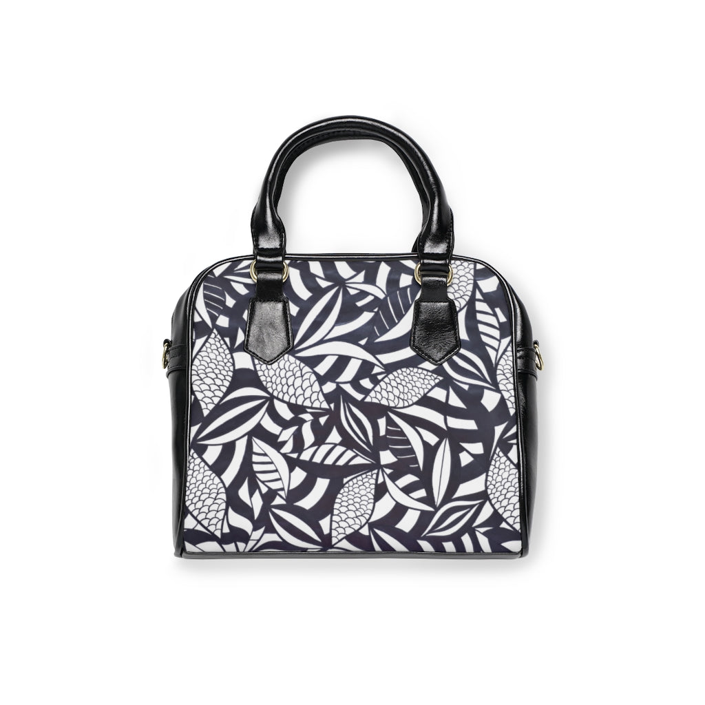 white tropical print handbag