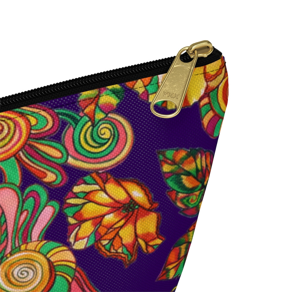 Violet Artsy Floral Accessory Pouch