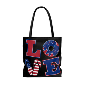 AOP American Love Black Tote Bag