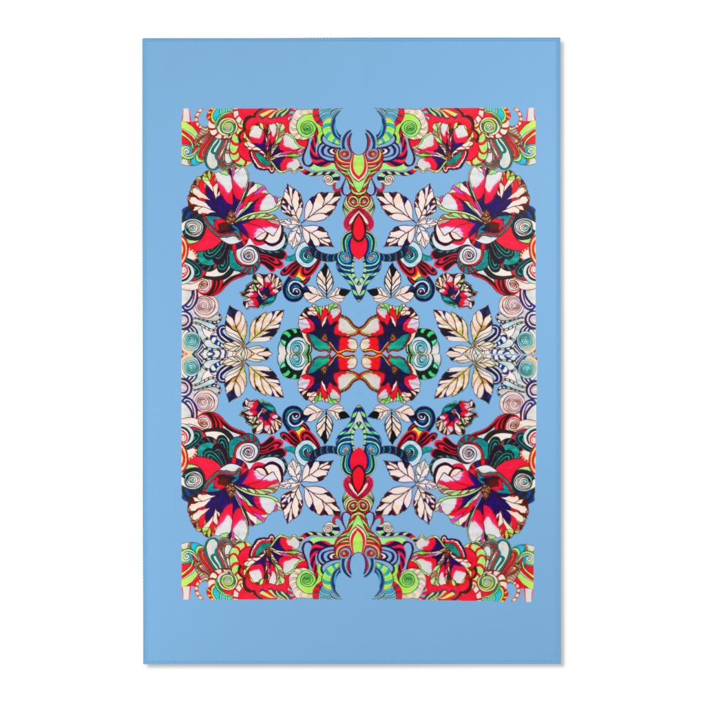 Artsy Floral Pop Sky Area Rug