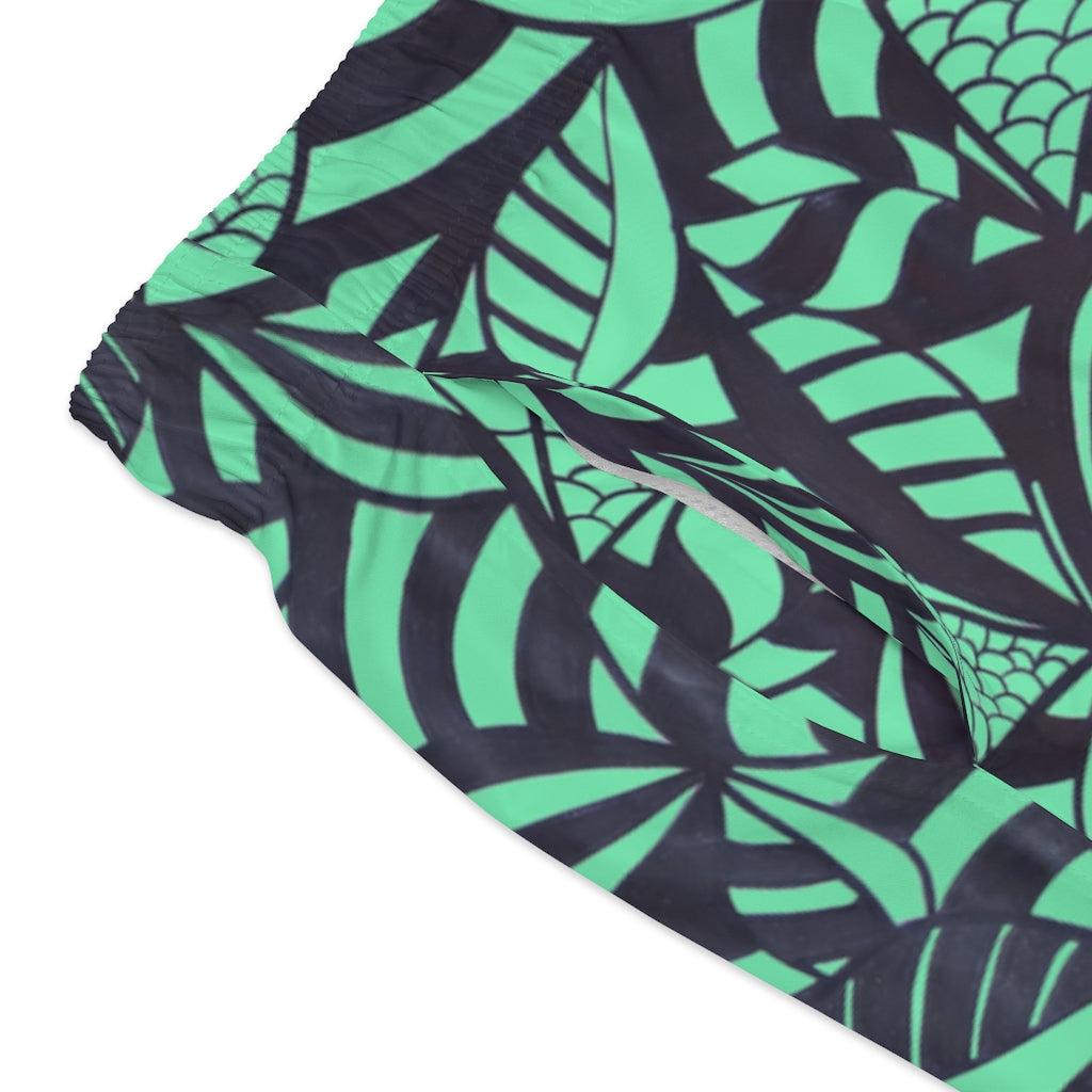 Neo Green Tropical Minimalist Men's Swimming Trunks