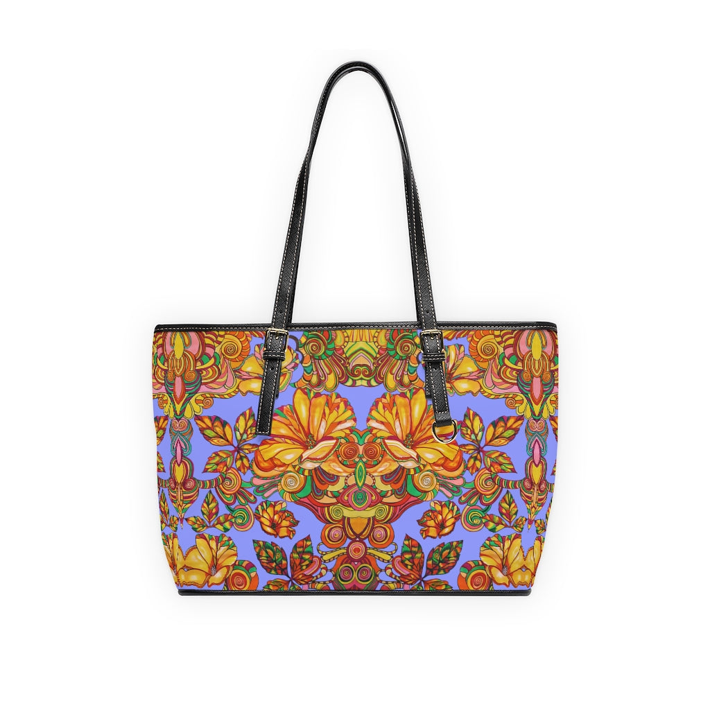 very peri floral print tote bag