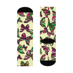 Grunge Butterflies Cream Crew Socks