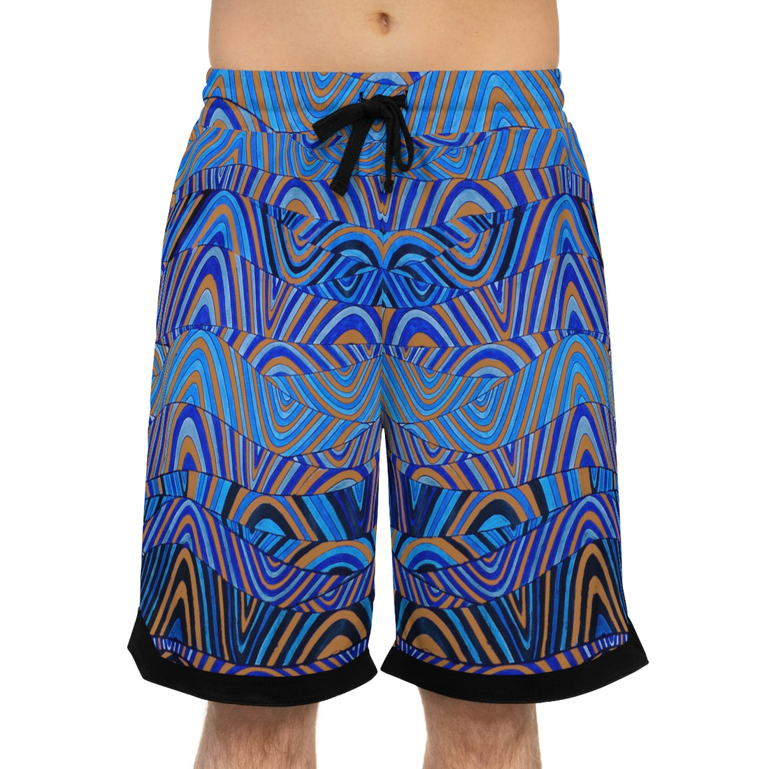 tussock sonic waves print basketball shorts