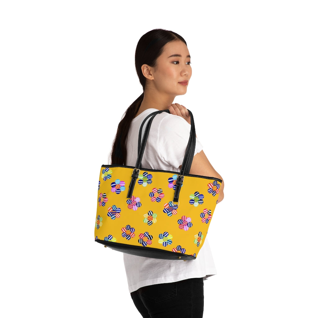 yellow multi colour candy florals totebag