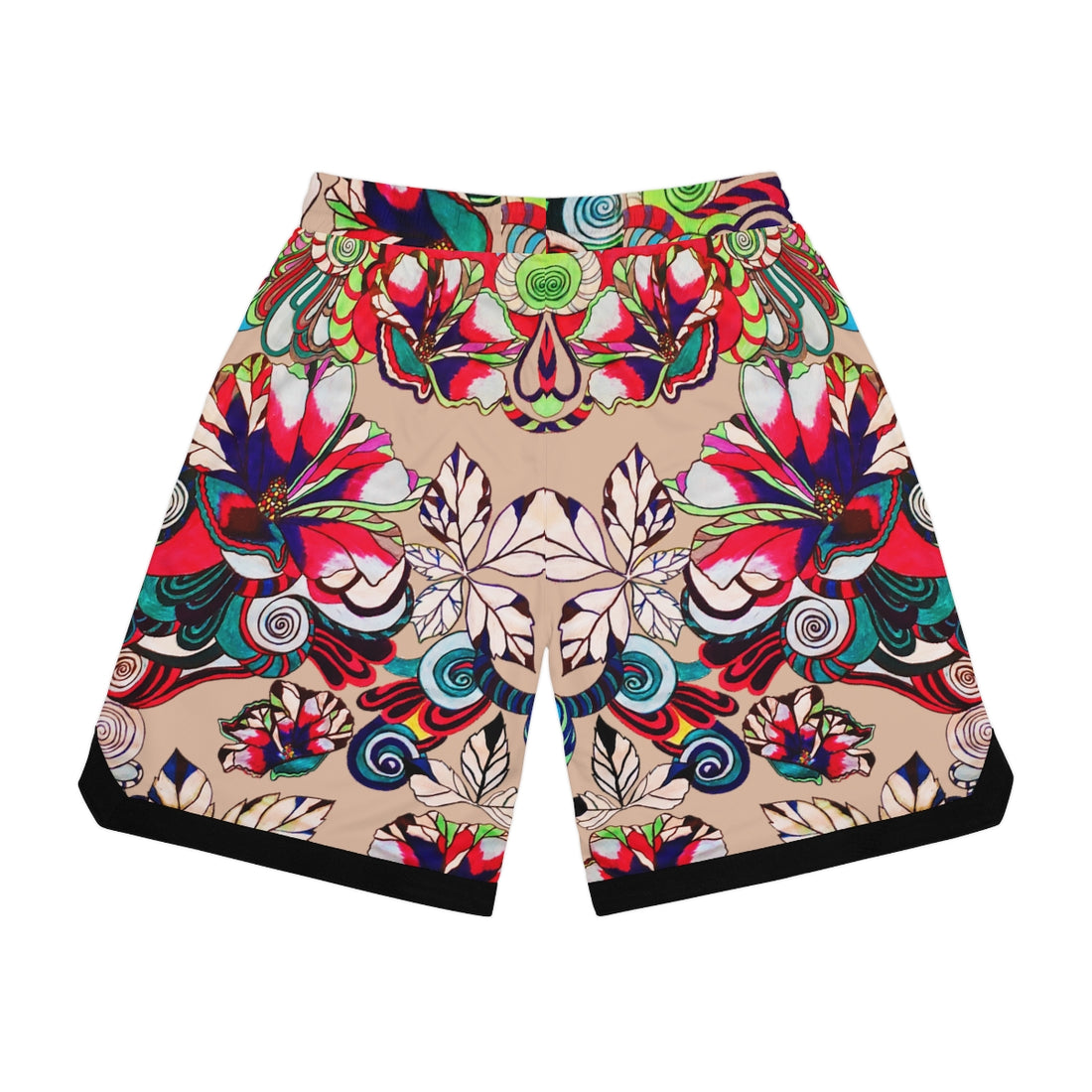 Nude Graphic Floral Basketball Rib Shorts (AOP)