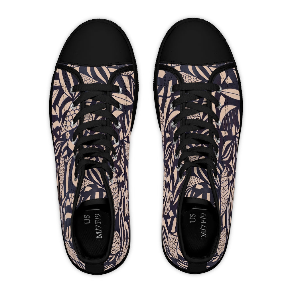 nude tropical print hightop women's sneakers