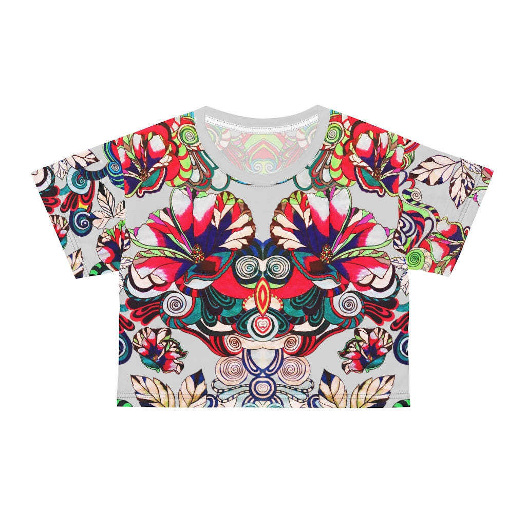 Slate Artsy Floral Pop AOP Crop Tee