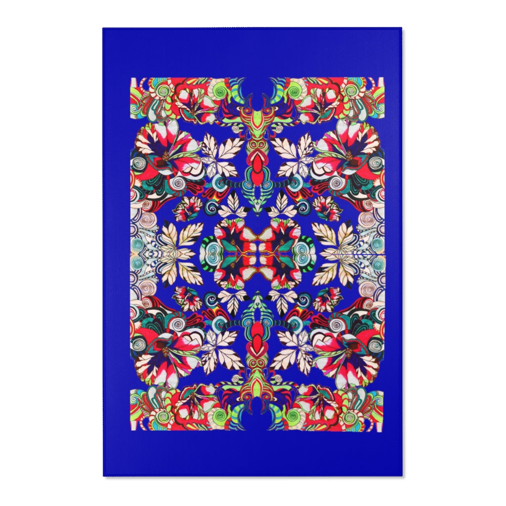 Artsy Floral Pop Royal Blue Area Rug