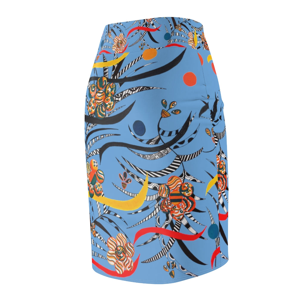 Sky Wilderness Print Pencil Skirt