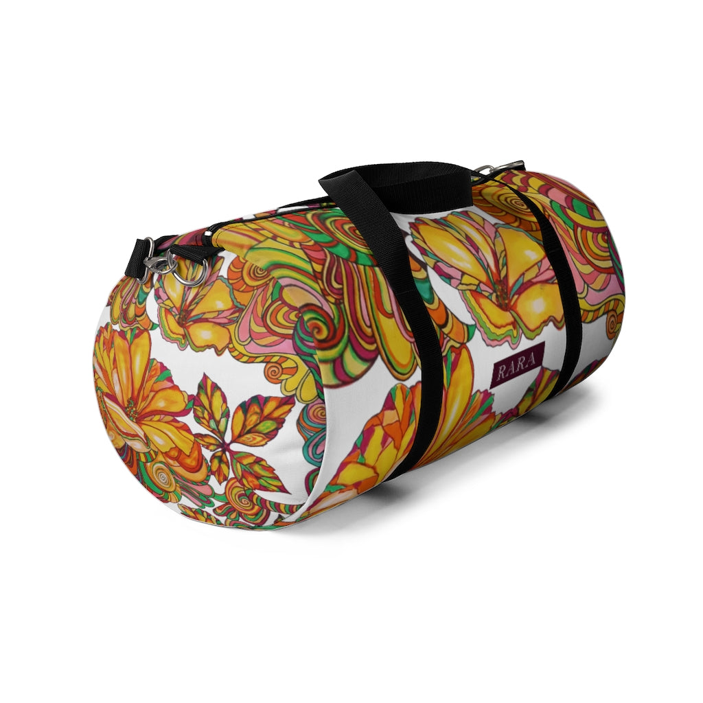 Artsy Floral White Duffel Bag