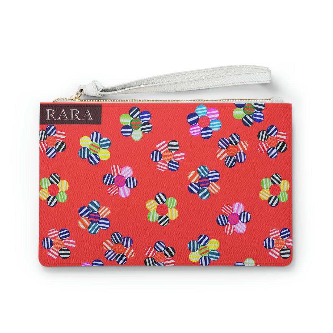 vermillion geometric floral print clutch bag 