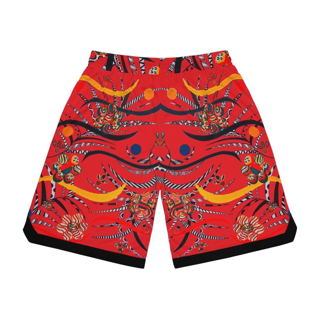 Red Wilderness Basketball Rib Shorts (AOP)