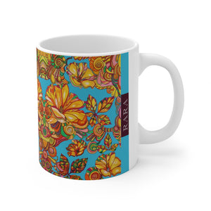 Artsy Florals Aqua Mug 11oz