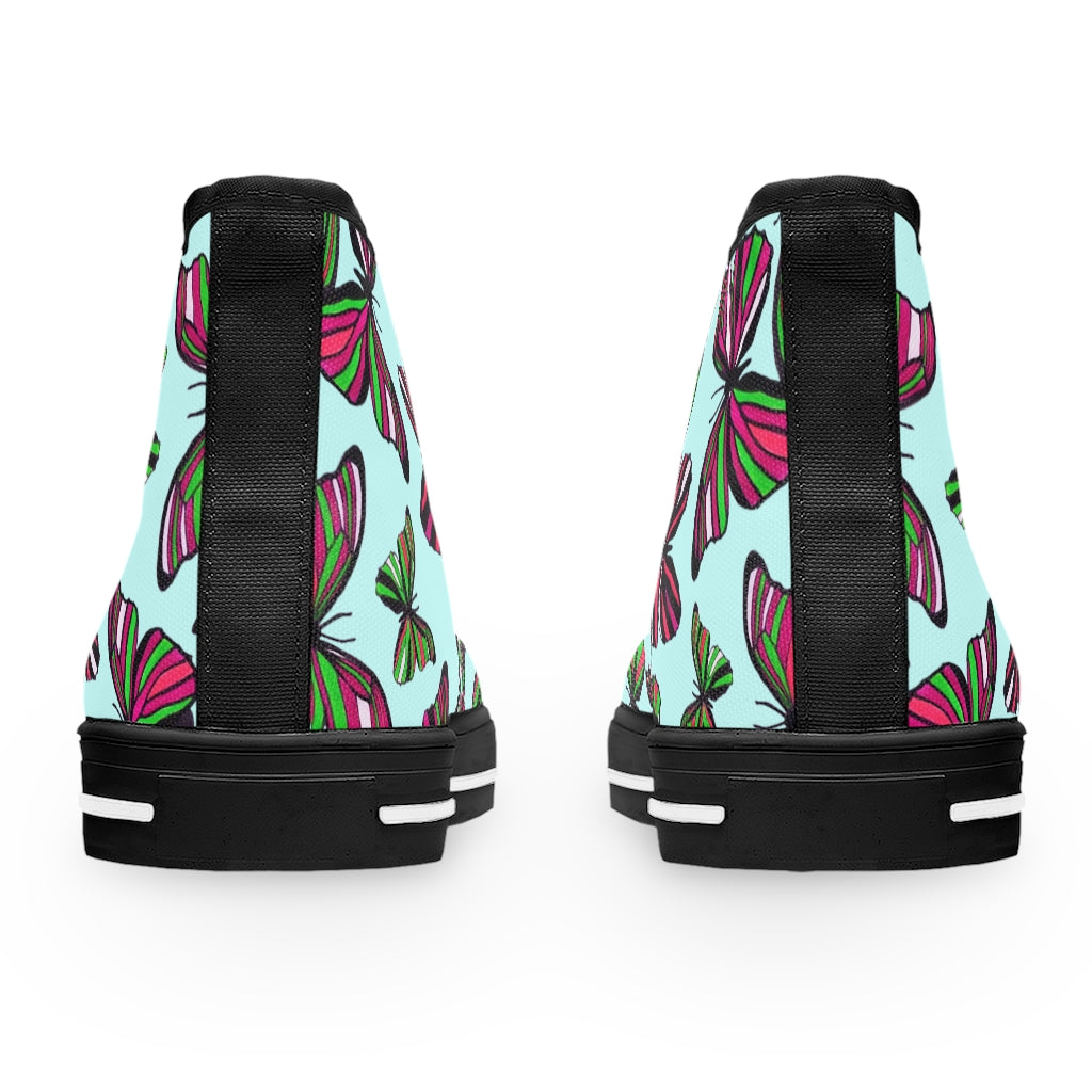 Ice Blue Butterflies Women's High Top Sneakers