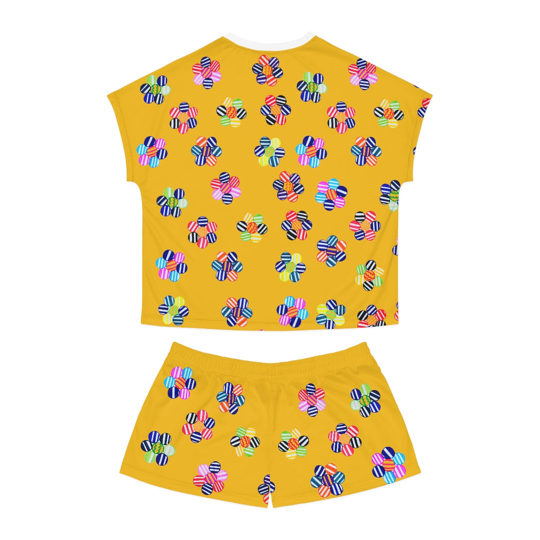 Yellow Candy Floral Short Pajama Set (AOP)