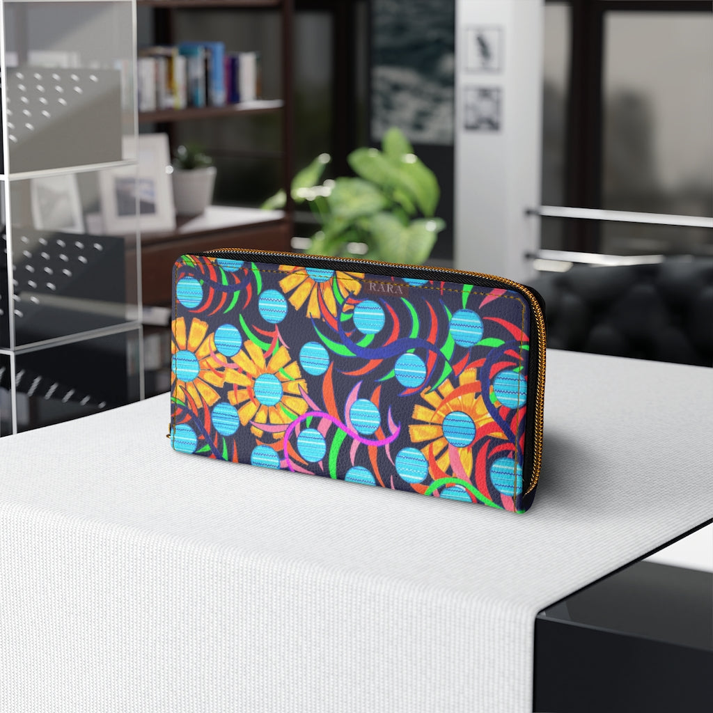 ink Sunflower print clutch wallet