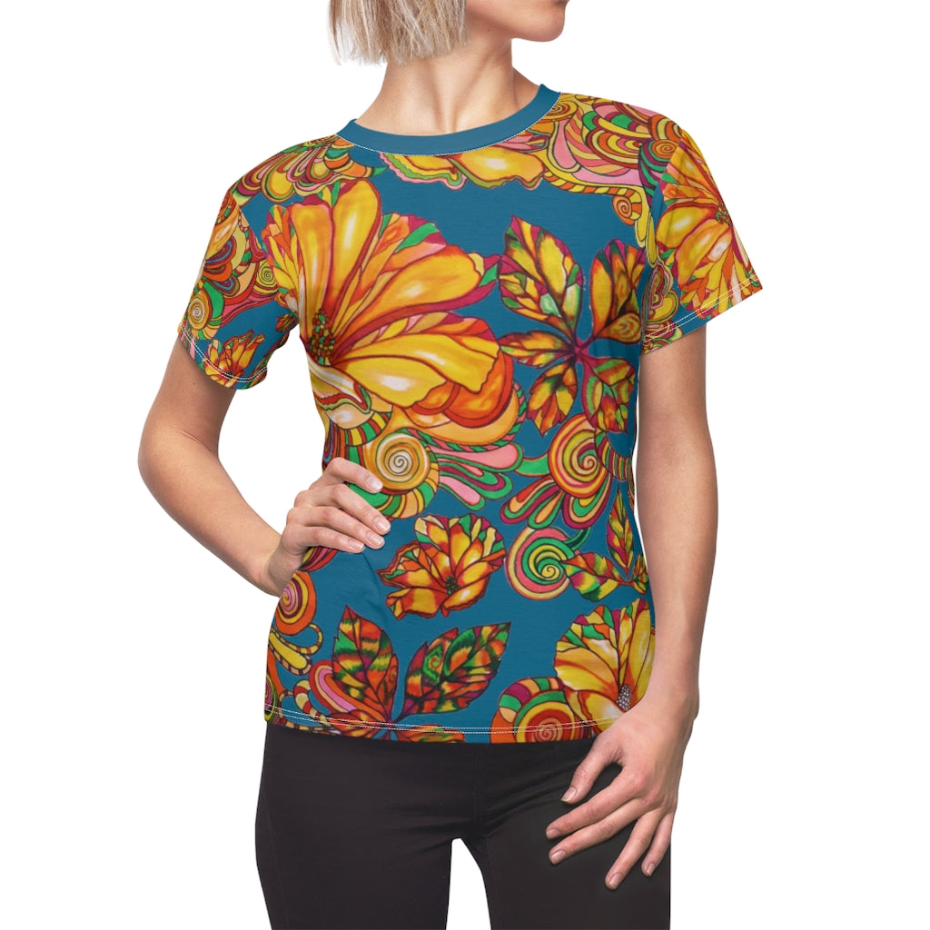 Artsy Floral Teal AOP T-Shirt