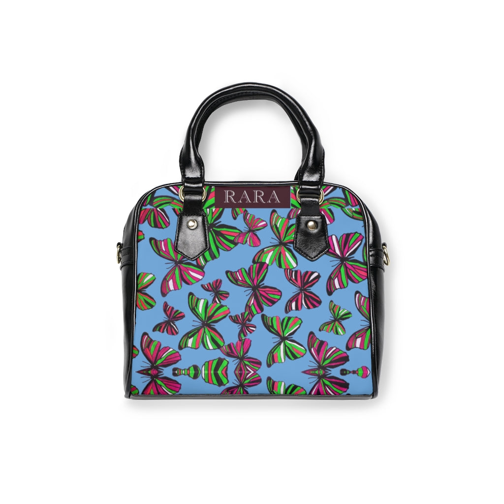 sky blue butterfly print handbag