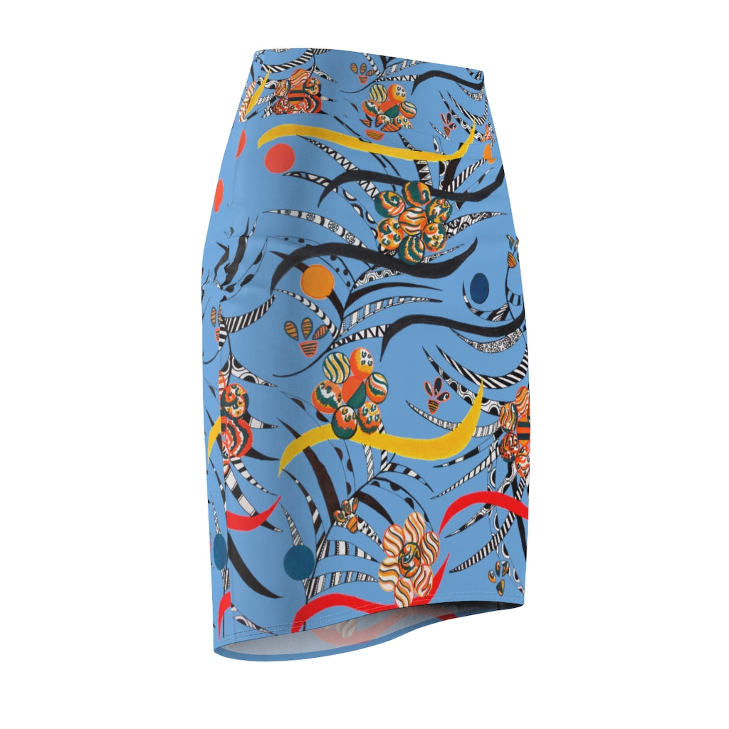 Sky Wilderness Print Pencil Skirt