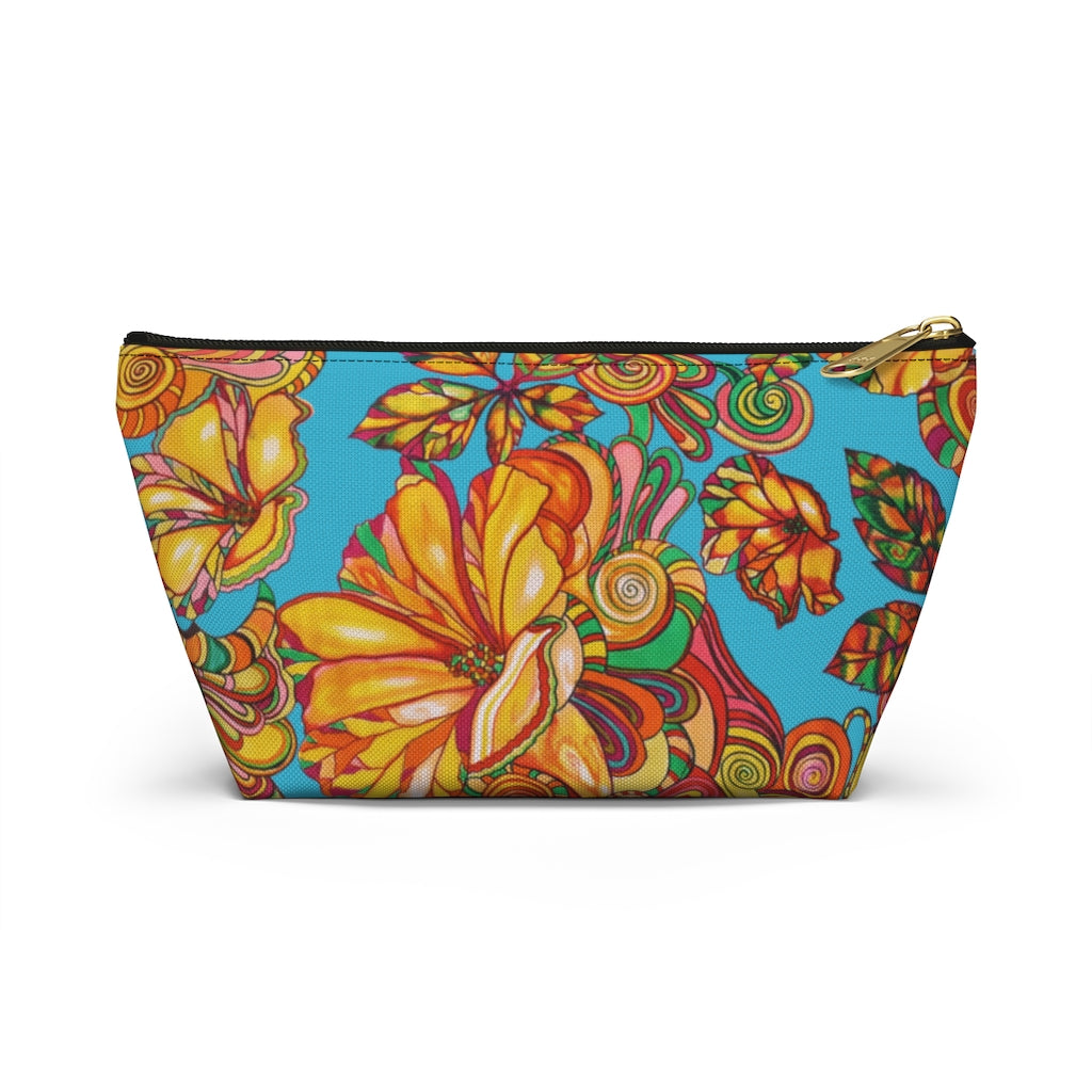 Aqua Artsy Floral Accessory Pouch