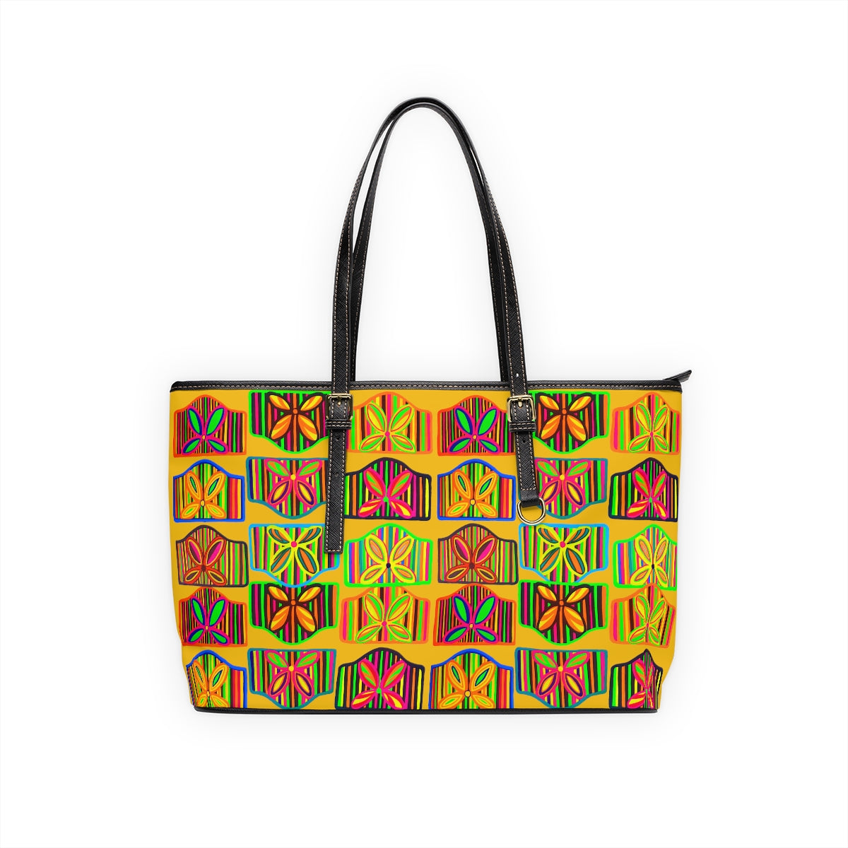 Yellow Deco PU Leather Shoulder Bag