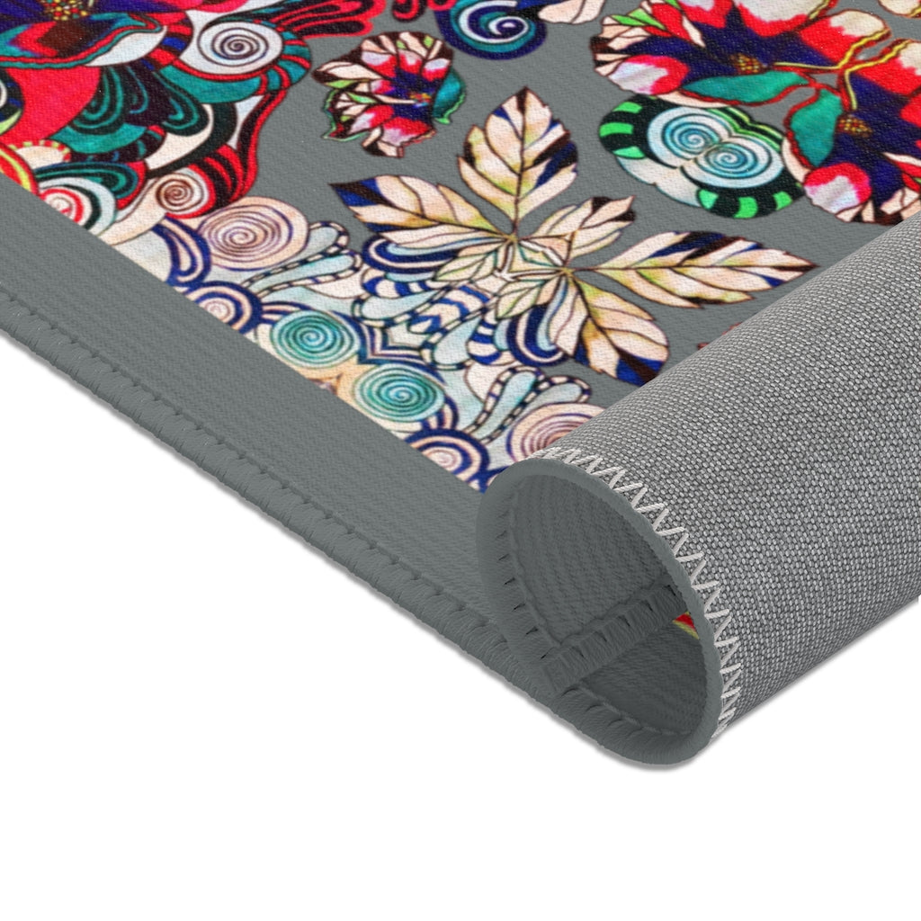 Artsy Floral Pop Grey Area Rug