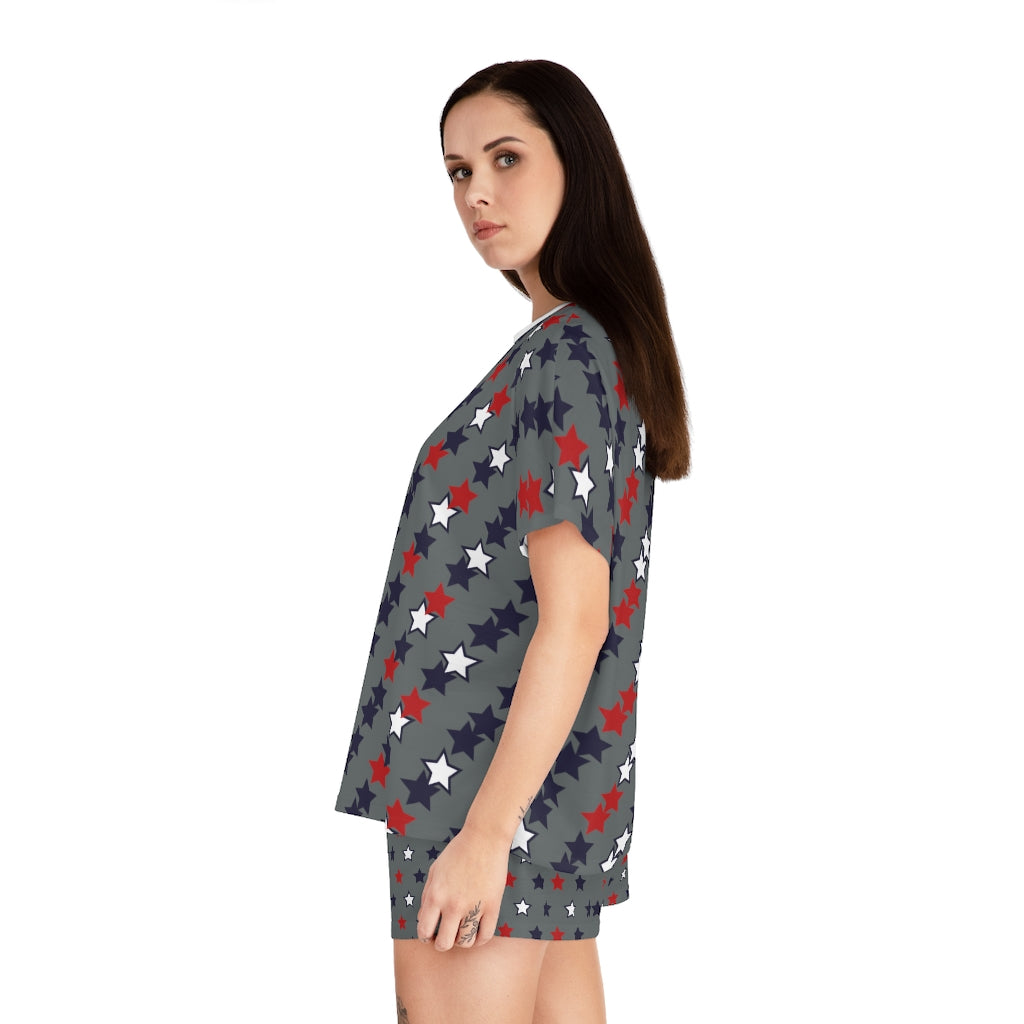 Ash Star Print Short Pajama Set (AOP)