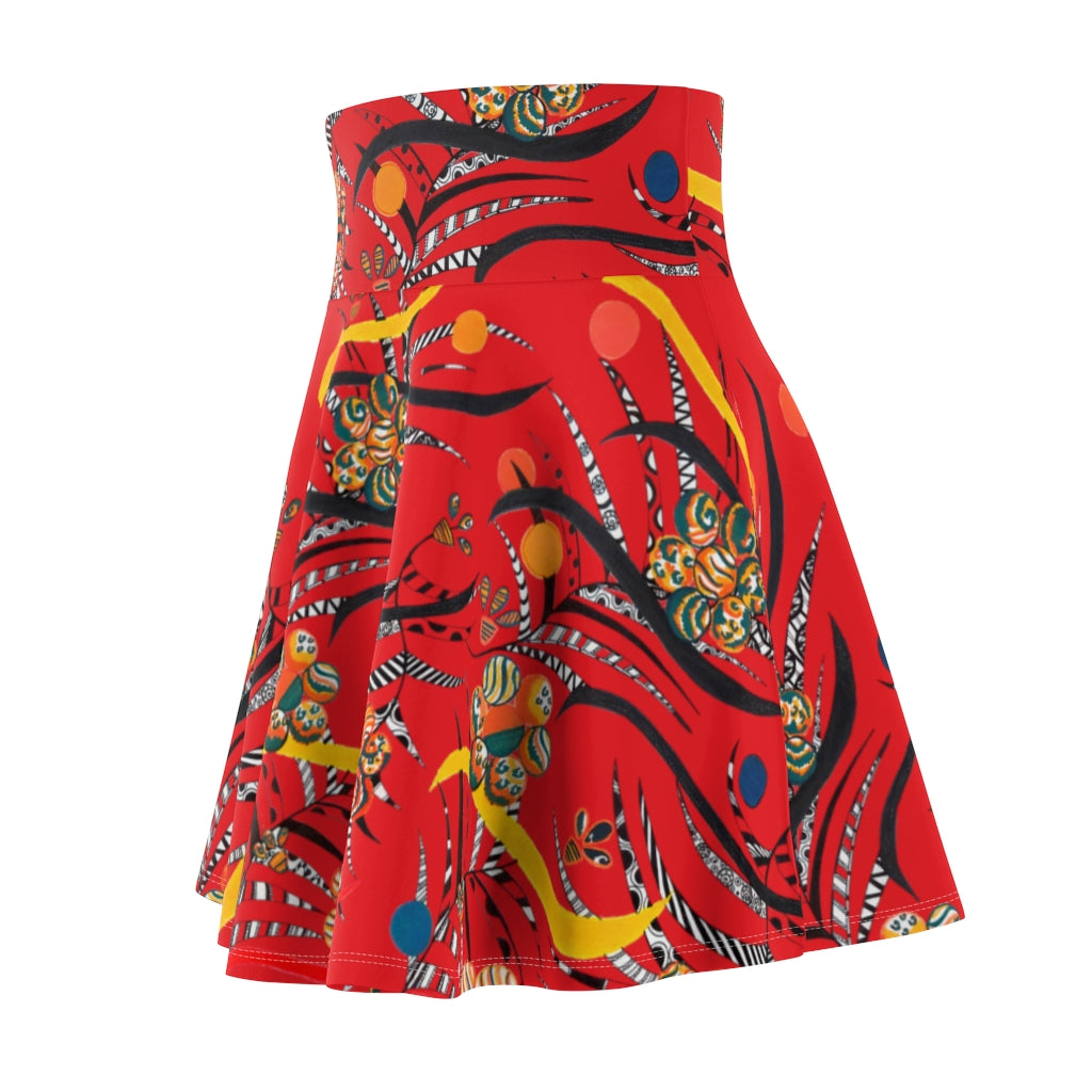 Red Grey Wilderness Skater Skirt