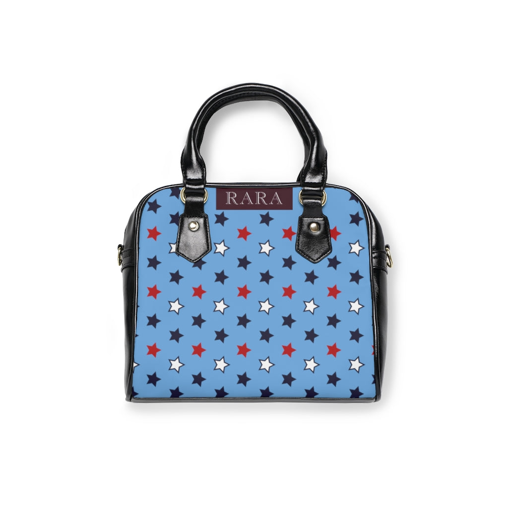 sky blue star print handbag