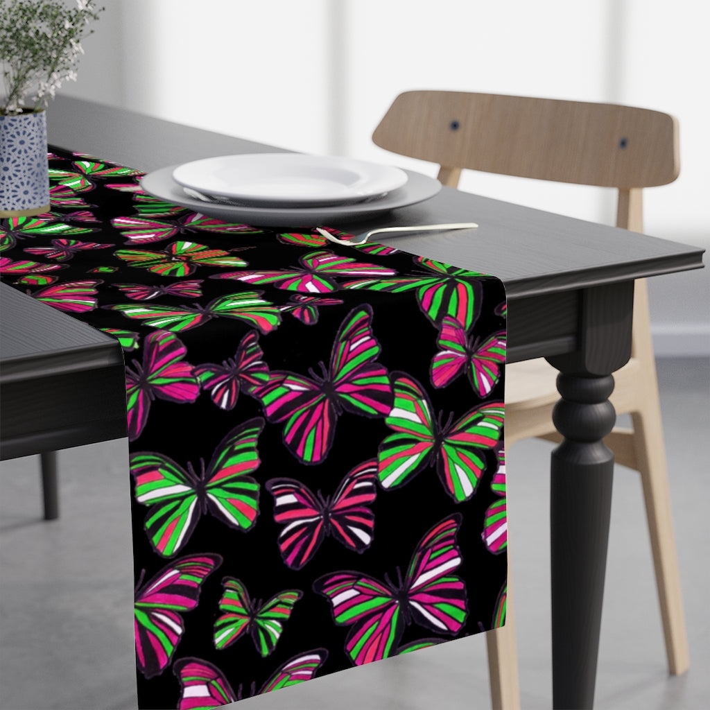 Butterflies Black Table Runner