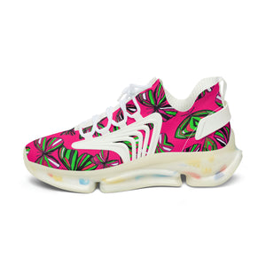 Hot Pink Butterfly Printed OTT Women's Mesh Knit Sneakers
