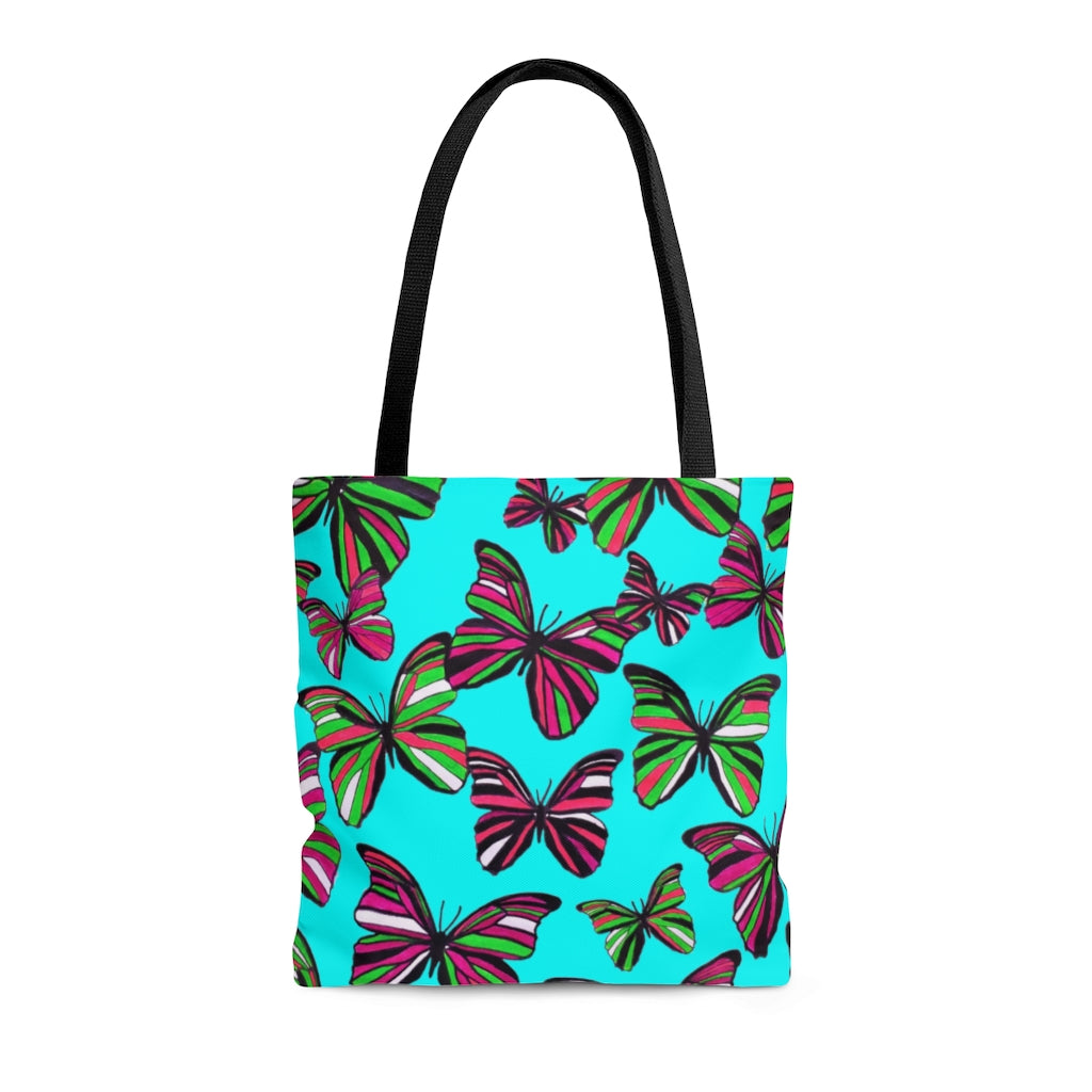 AOP Butterflies Cyan Tote Bag