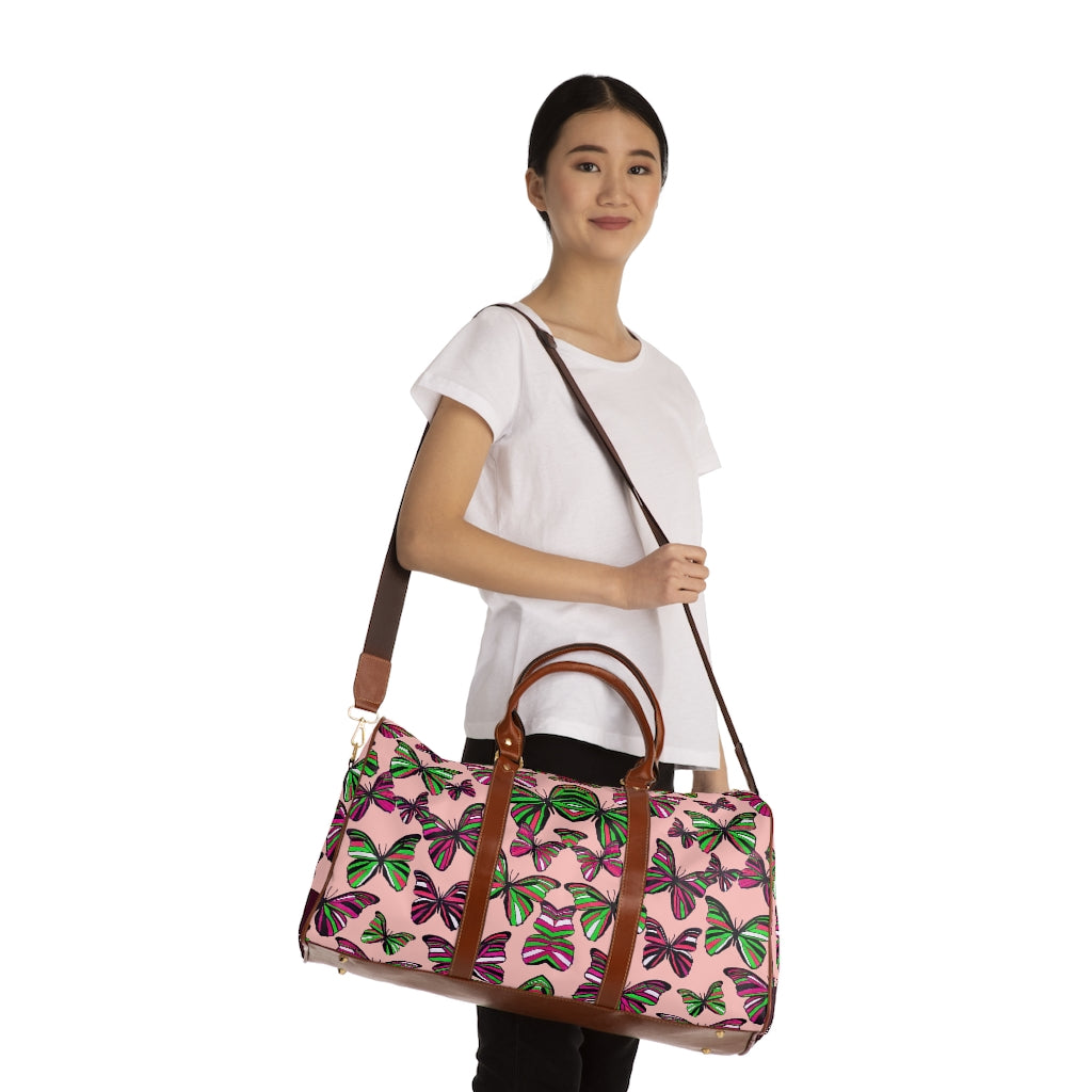 Blush Butterflies Waterproof AOP Travel Bag