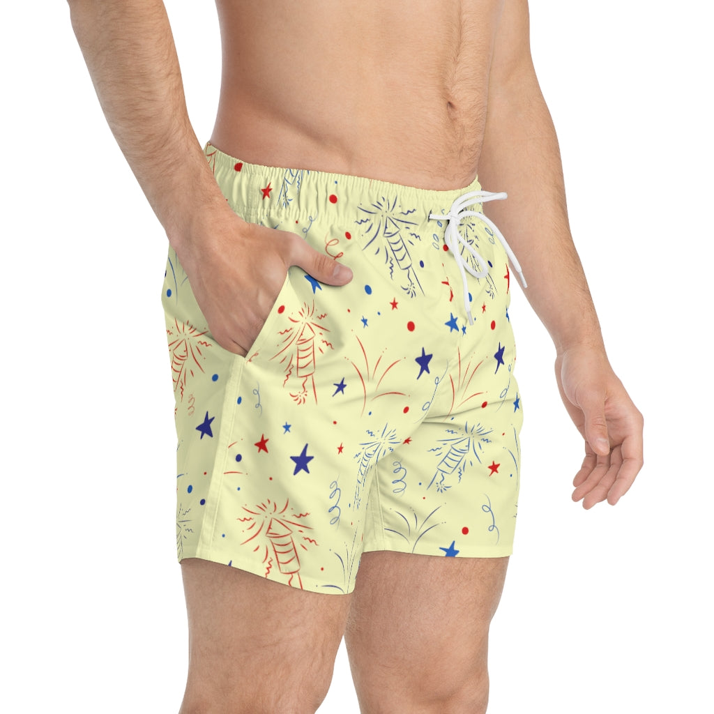 Men's Firecracker Cream Swimming Trunks