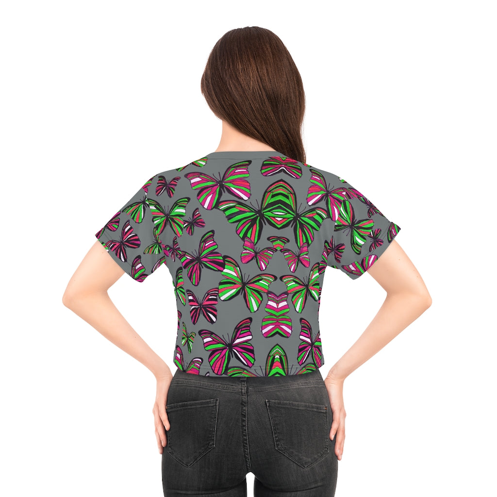 Ash Butterfly AOP Crop Tee