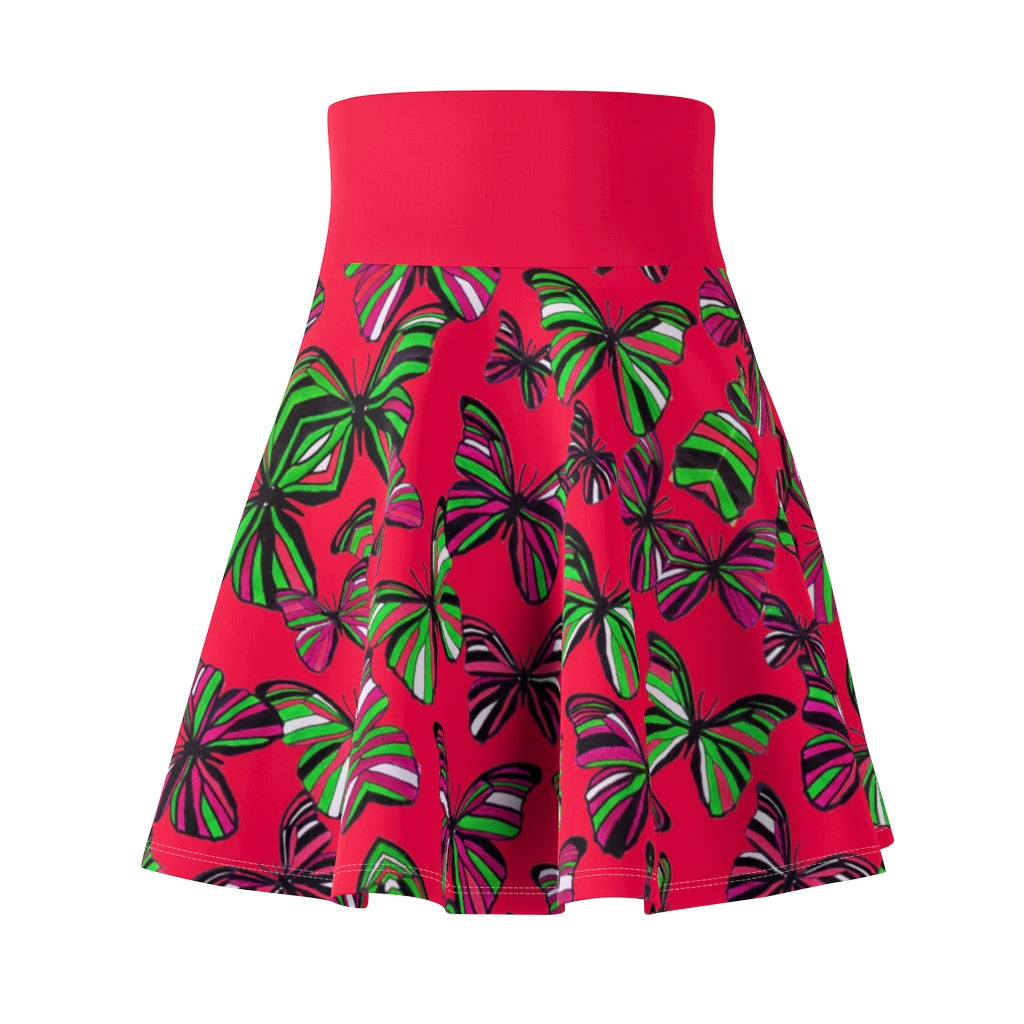 Butterflies Crimson Skater Skirt