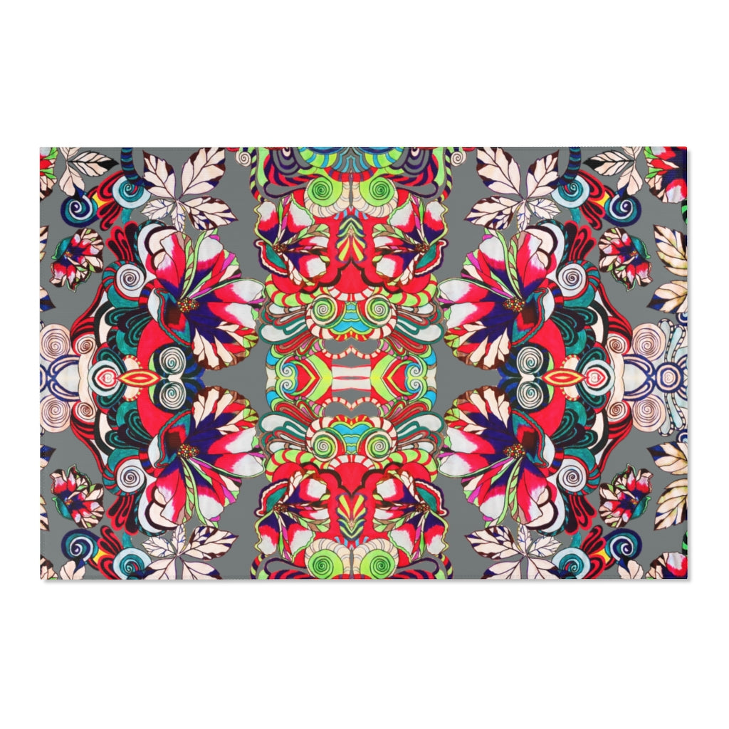 Artsy Floral Pop Grey Area Rug