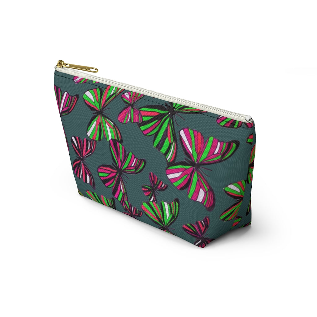 Butterflies Military Green Accessory Pouch