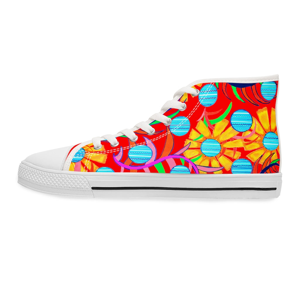 Red Sunflower Women's High Top Sneakers