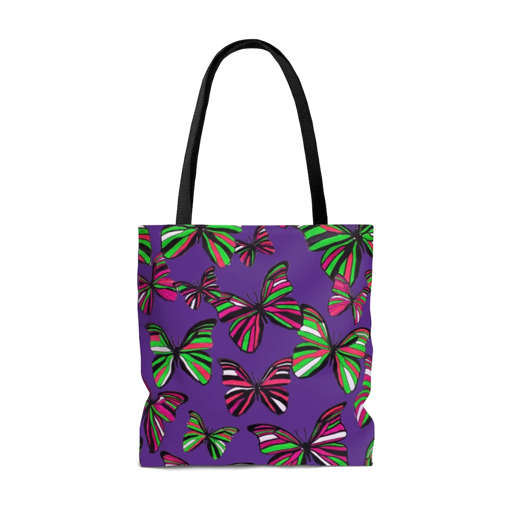 AOP Butterflies Purple Tote Bag