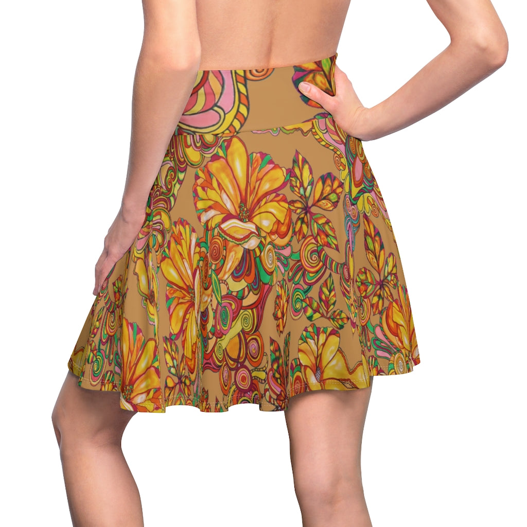 Artsy Floral Tussock Skater Skirt