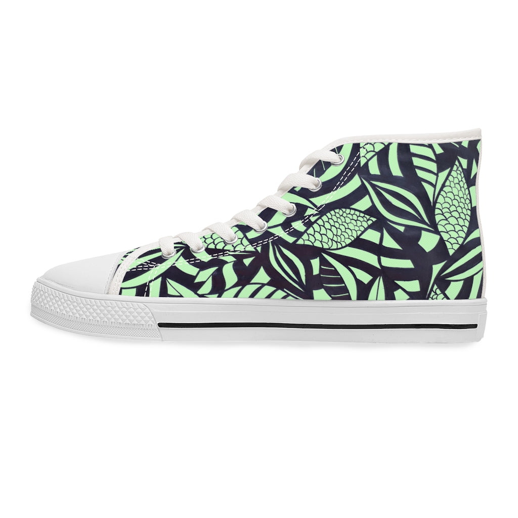 Mint Tropical Minimalist Women's High Top Sneakers