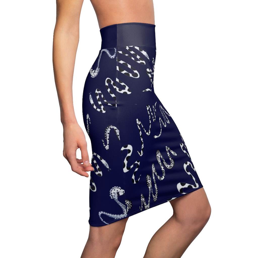 Ink Snake Den Print Pencil Skirt